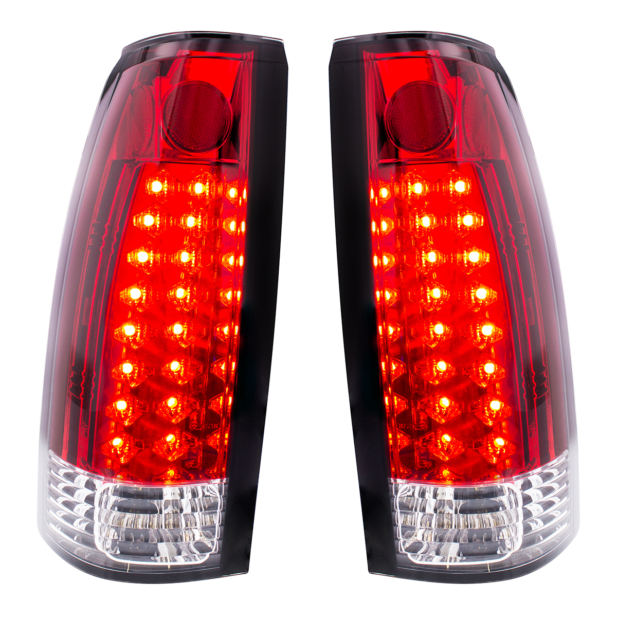 LED Tail Light For 1988-98 Chevy & GMC Truck (Pair) - Red & Clear Lens