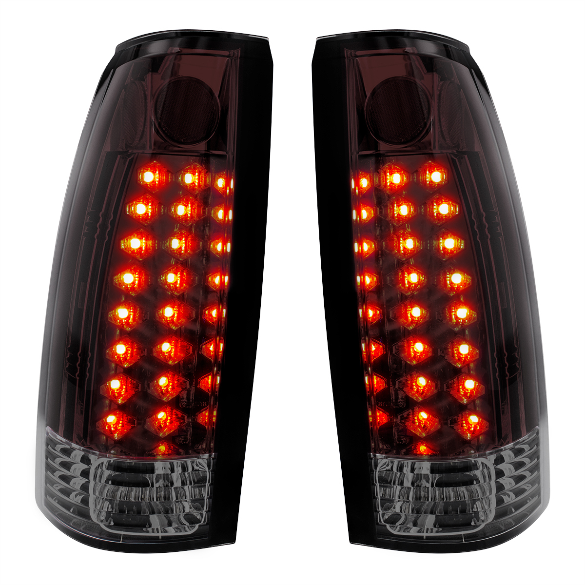 LED Tail Light For 1988-98 Chevy & GMC Truck (Pair) - Smoke Red & Clear Lens