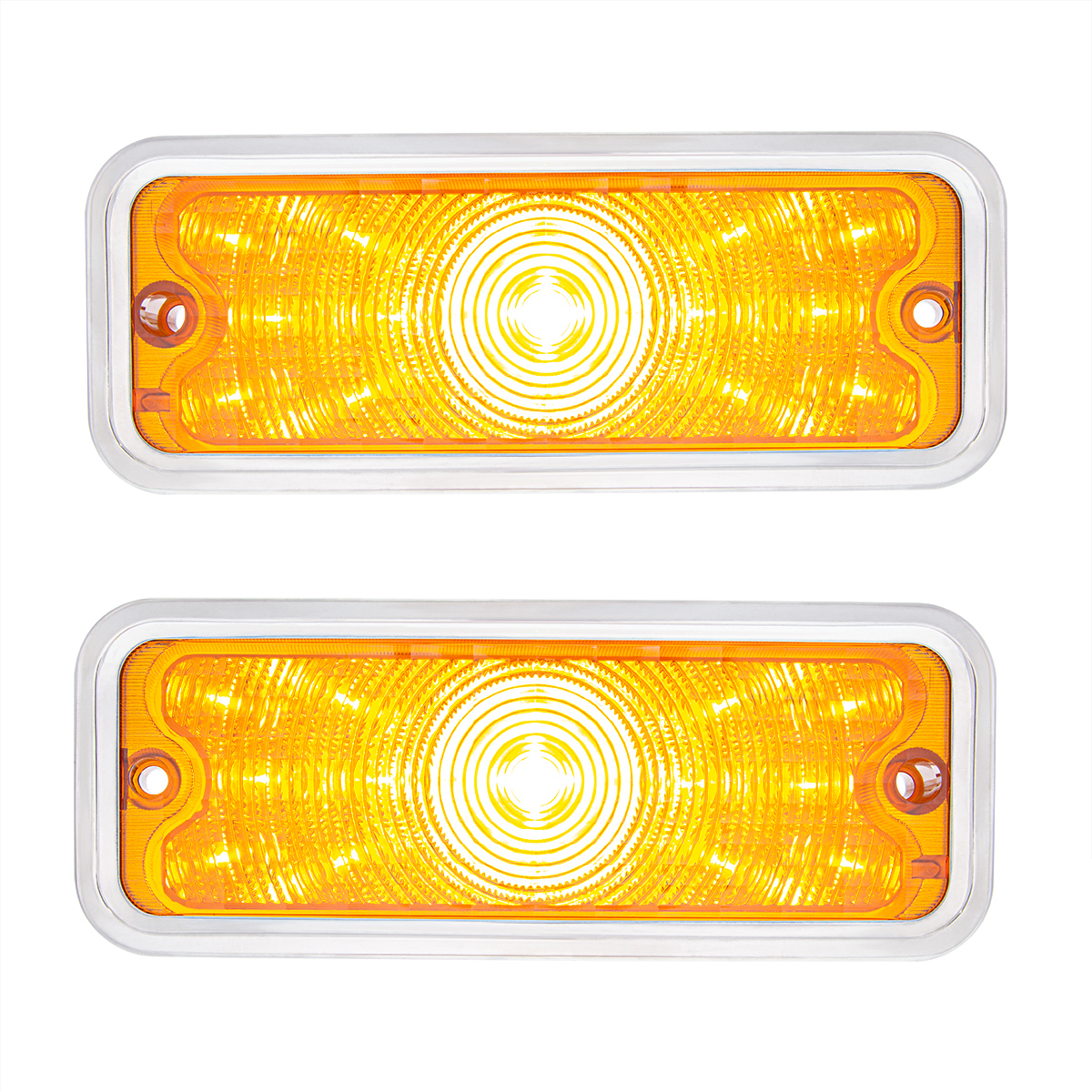 17 Amber LED Front Parking Light Set With SS Trim For 1973-1980 Chevy & GMC Truck-Amber Lens (Pair)