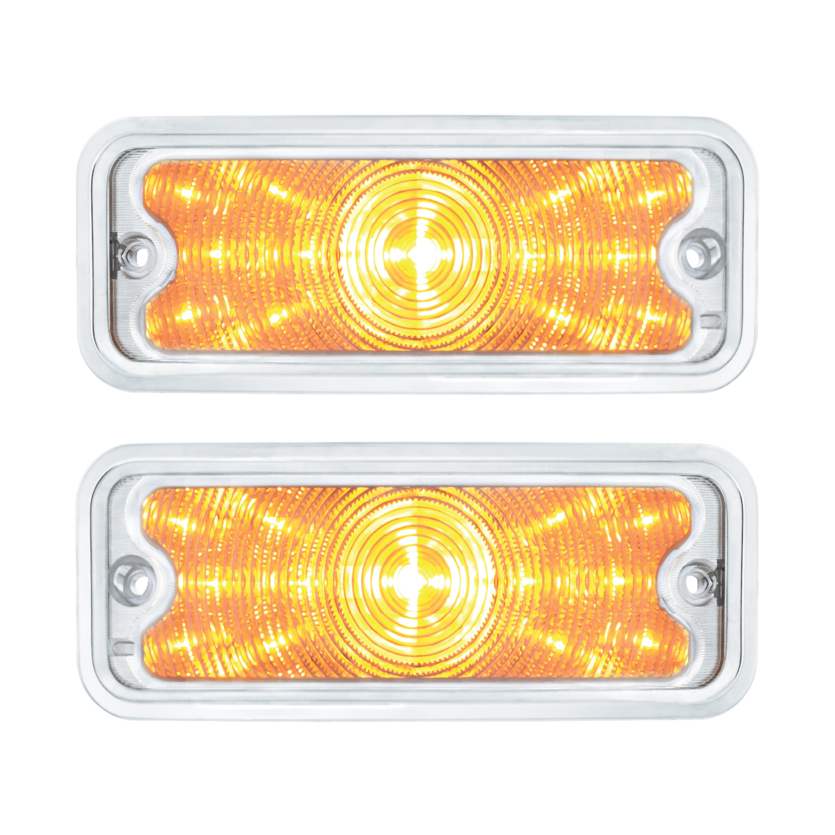 17 Amber LED Front Parking Light Set With SS Trim For 1973-1980 Chevy & GMC Truck-Clear Lens (Pair)