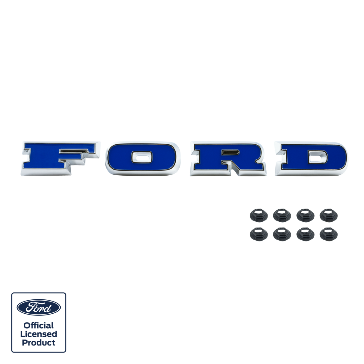 Chrome "Ford" Grille Letter Set For 1966-1977 Ford Bronco-Blue Lettering
