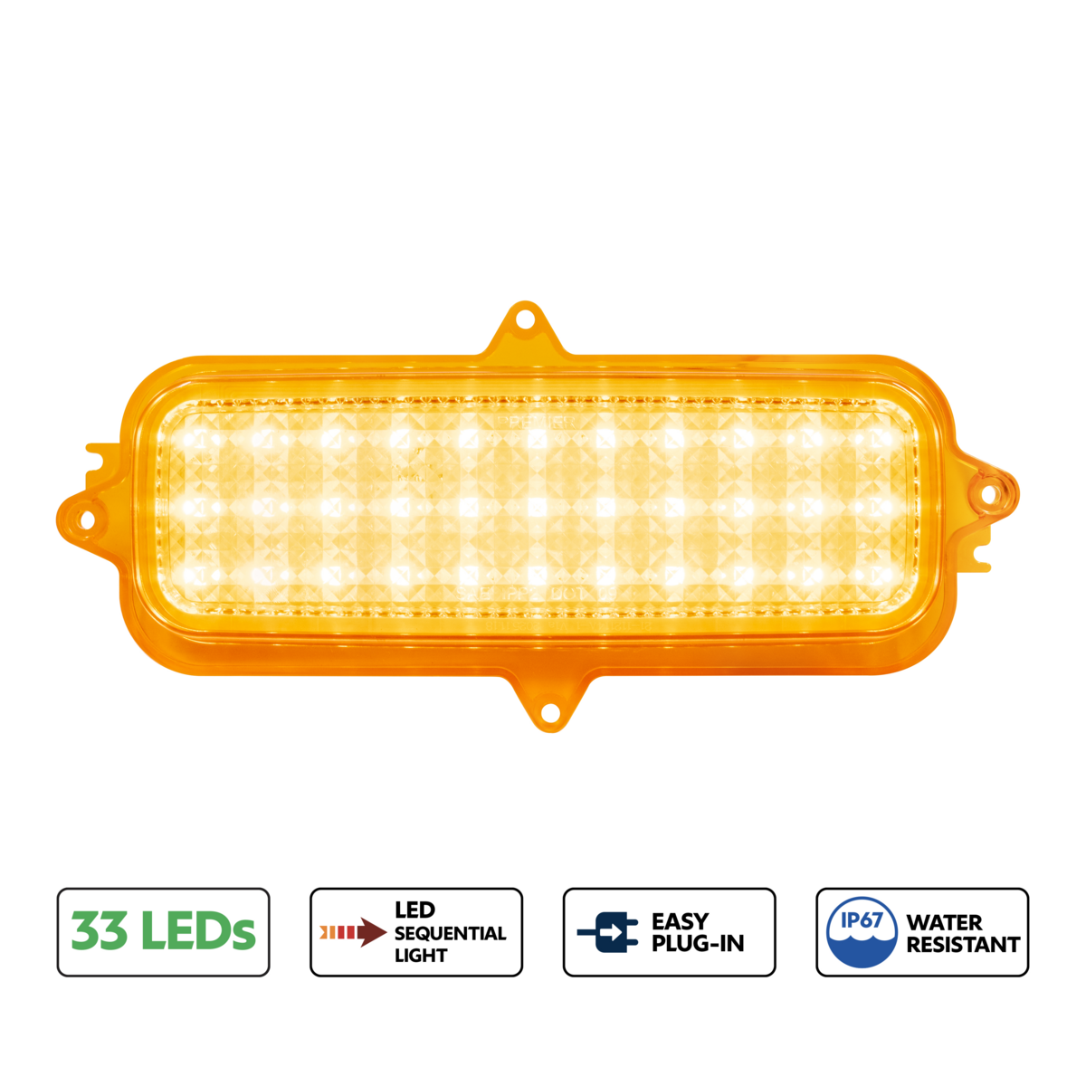33 LED Sequential Parking Light For 1960-1966 Chevrolet Truck-Amber LED/Amber Lens