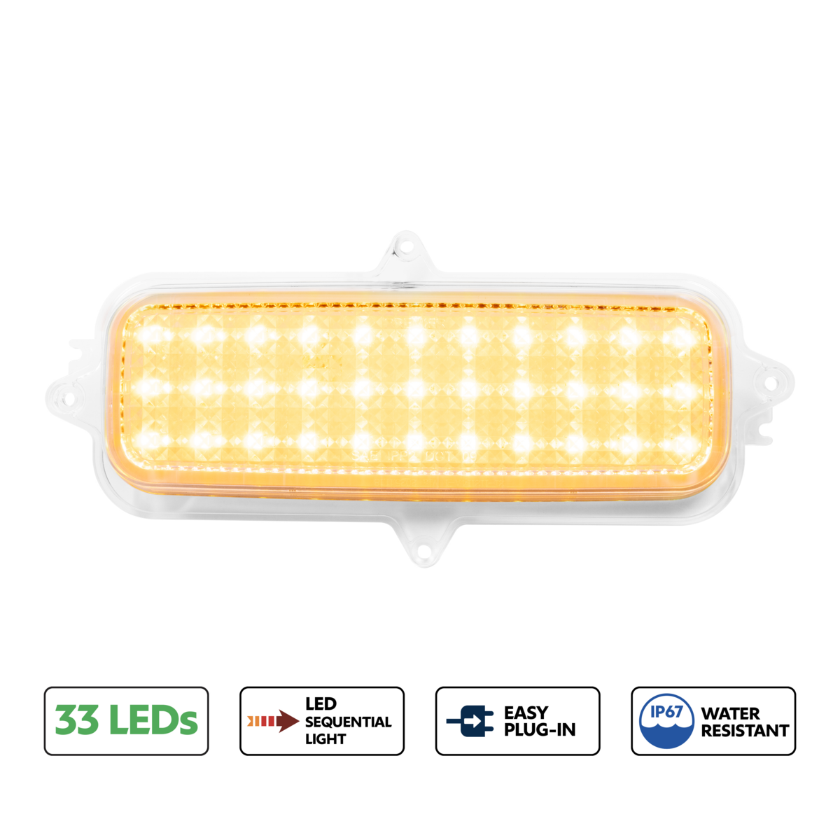 33 LED Sequential Parking Light For 1960-1966 Chevrolet Truck-Amber LED/Clear Lens
