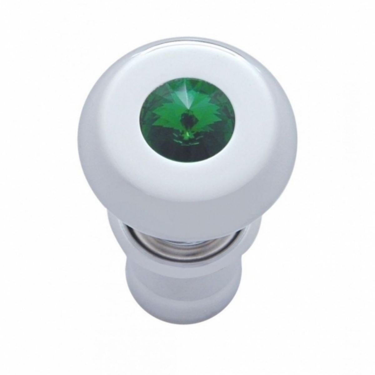 Chrome Deluxe Cigarette Lighter With Green Crystal