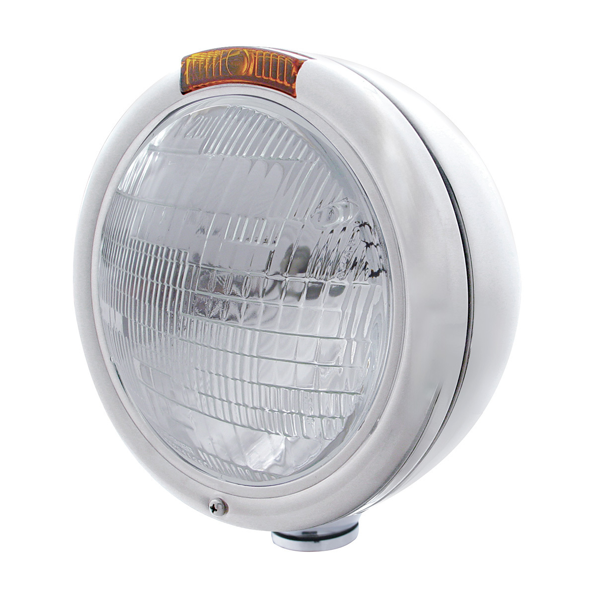 Chrome Classic Headlight H6024 Bulb & Turn Signal - Amber Lens