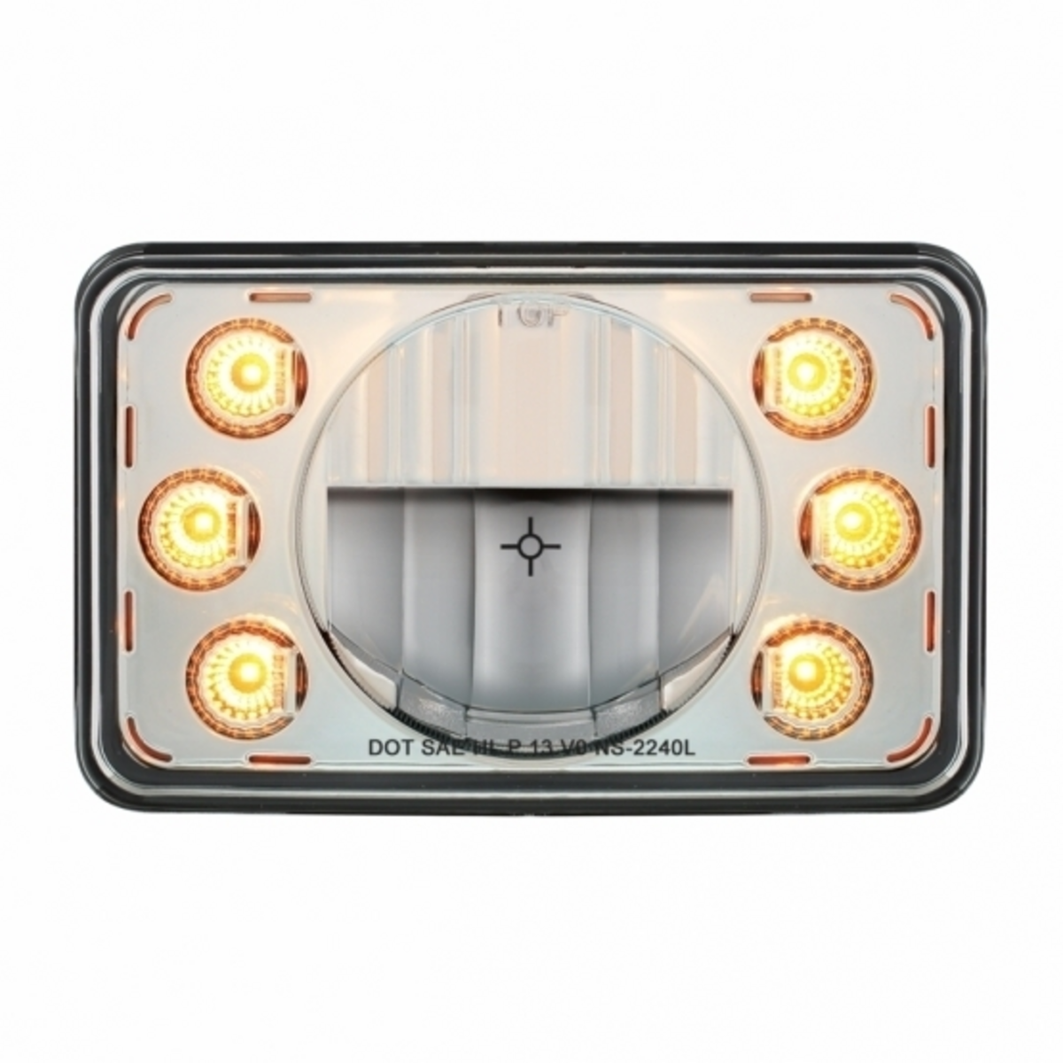 ULTRALIT - 4" X 6" LED Headlight With Dual Function 6 Amber LED Position Lights - Low Beam