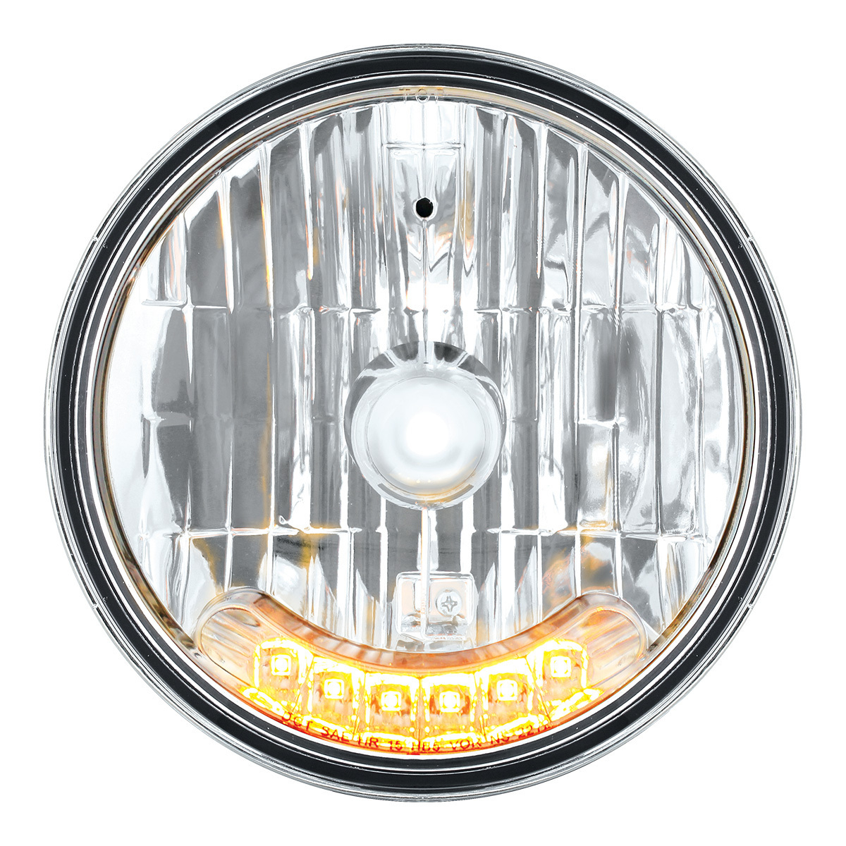7" Crystal Headlight With 6 Amber LED Position Light