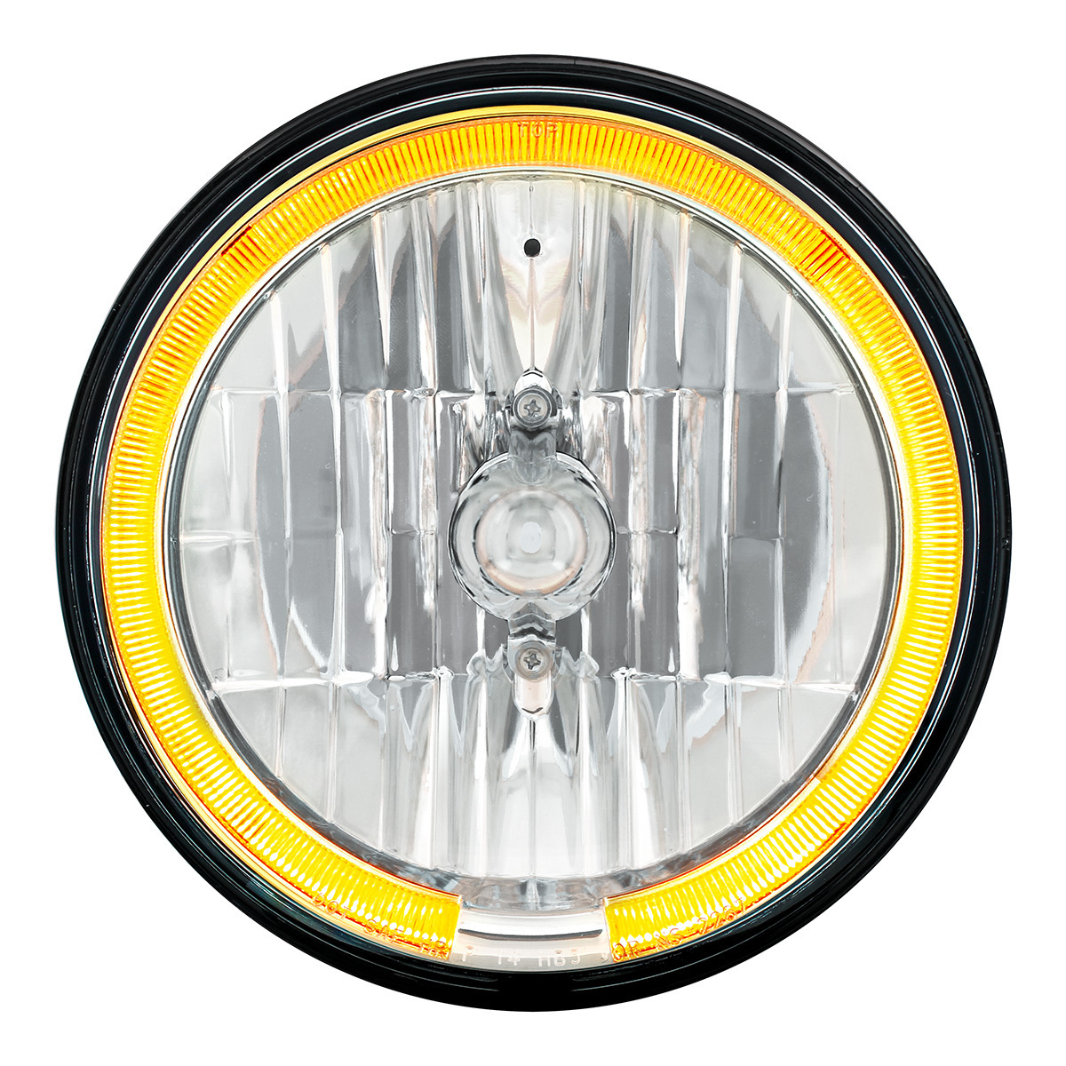 7" Crystal Headlight With Amber LED Halo Ring