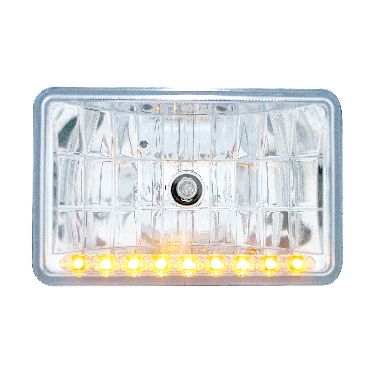 4" X 6" Crystal Headlight With 9 Amber LED Position Light - Low Beam