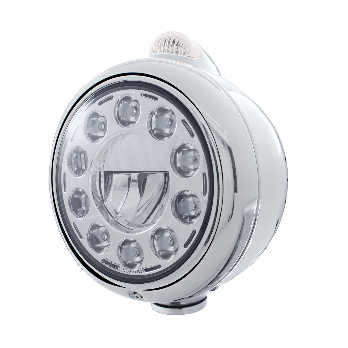 Chrome Guide 682-C Headlight 11 LED Bulb & Dual Mode LED Signal - Clear Lens