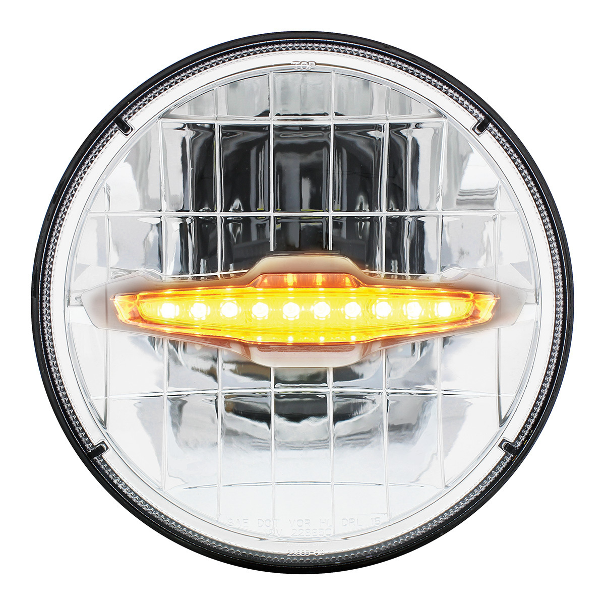 ULTRALIT - 3 High Power LED 7" Headlight With 10 Amber LED Position Light
