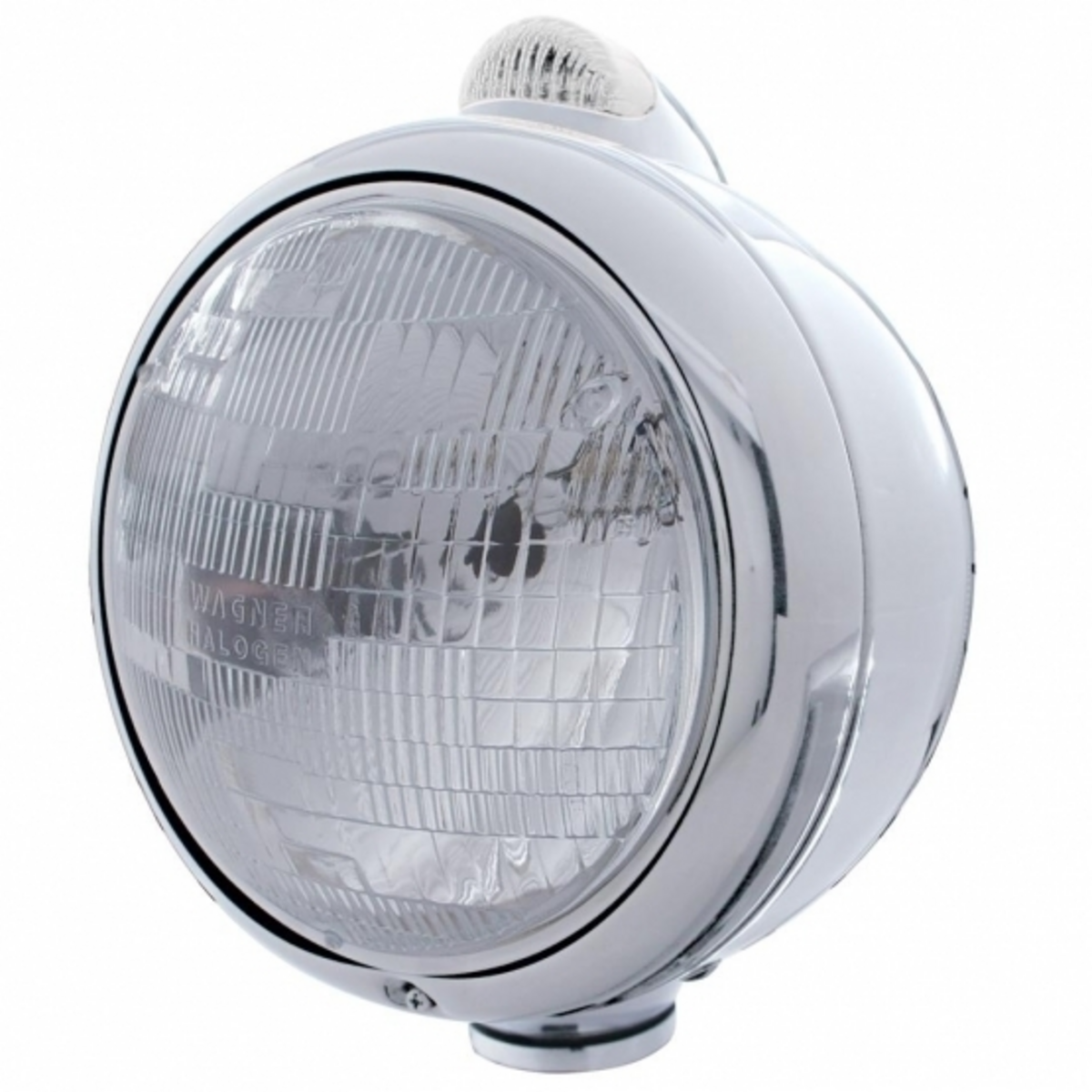 Chrome Guide 682-C Style Headlight H6024 & LED Turn Signal - Clear Lens