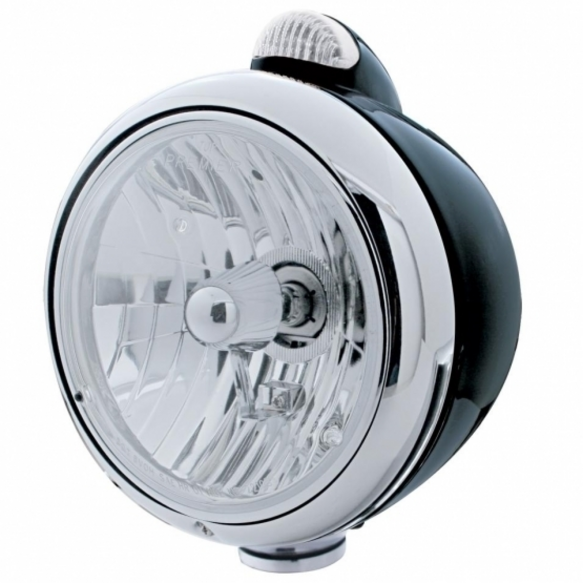 Black Guide 682-C Style Headlight Crystal H4 & LED Signal - Clear Lens