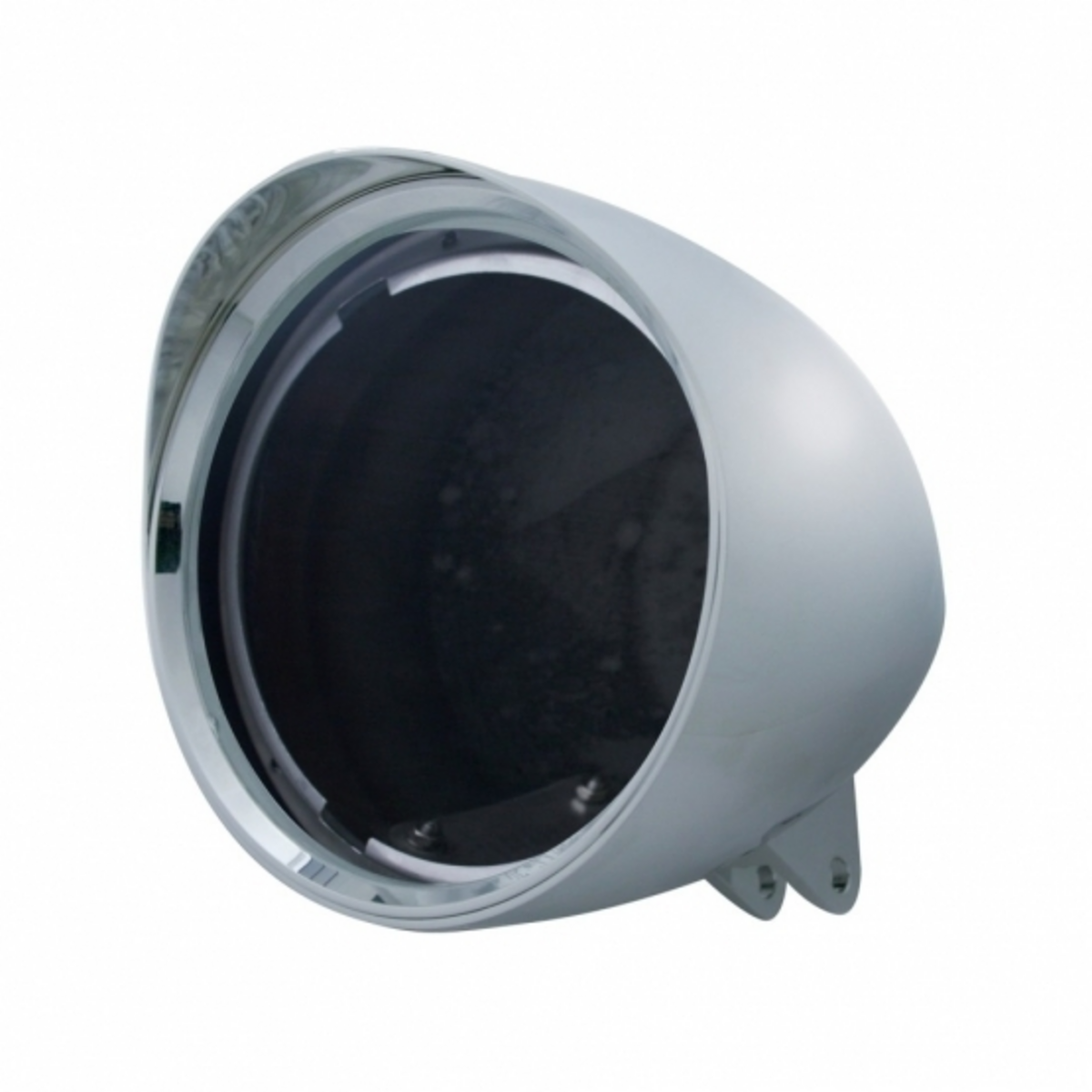 Motorcycle Chrome "Chopper" Headlight Housing With Smooth Visor