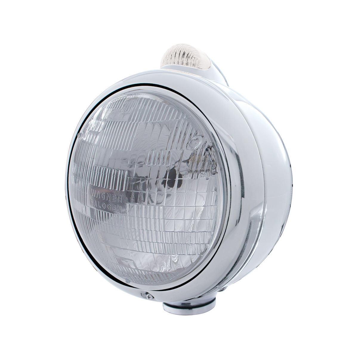 Chrome Guide 682-C Headlight H6024 & Dual Mode LED Signal - Clear Lens