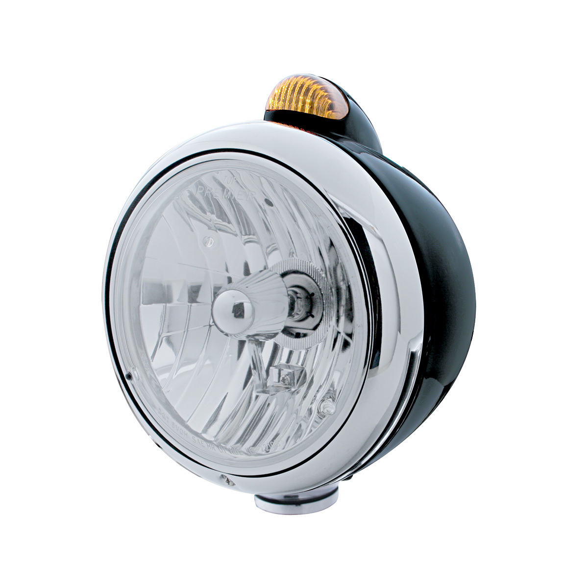 Black Guide 682-C Headlight Crystal H4 & Dual Mode LED Signal - Amber Lens