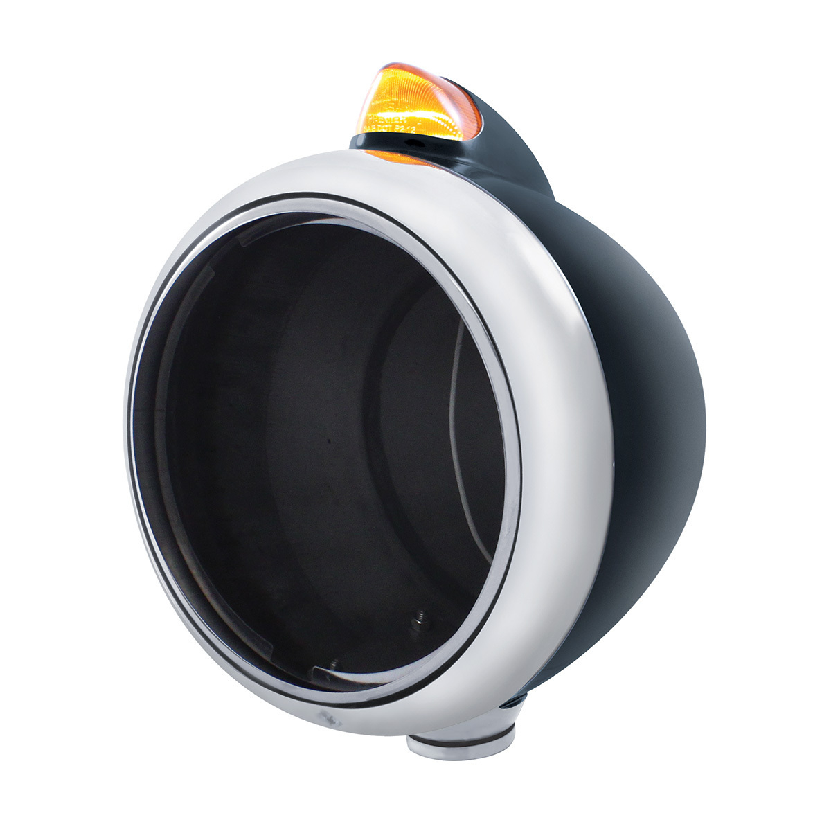 Black Guide 682-C Headlight No Bulb With Original Style LED Signal - Amber Lens