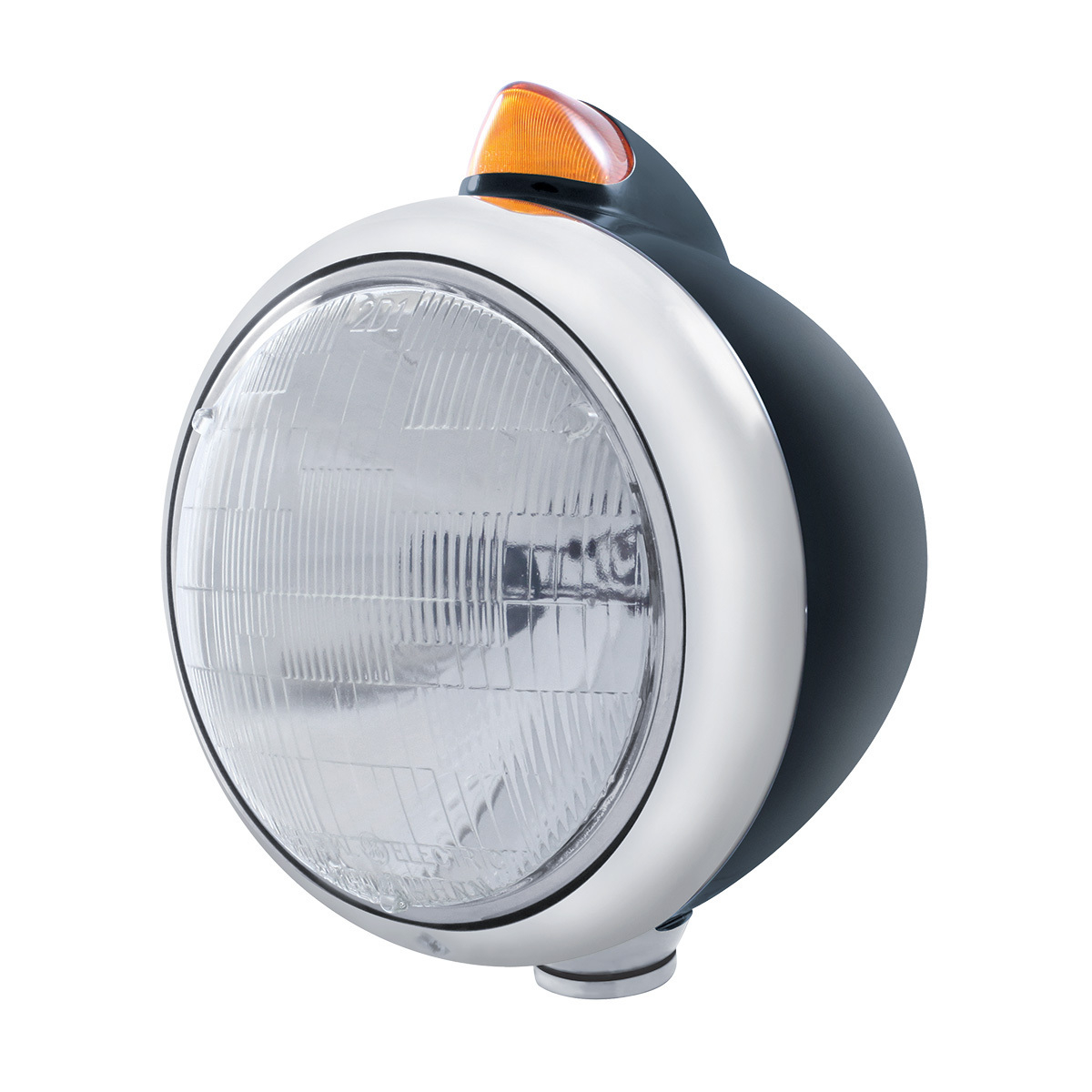 Black Guide 682-C Headlight 6014 & Original Style LED Signal - Amber Lens