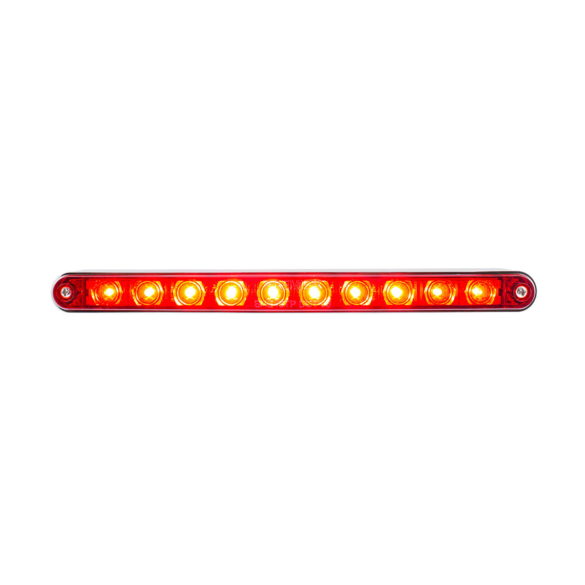 10 LED 9" Split Turn Function Light Bar With Bezel - Red LED/Red Lens