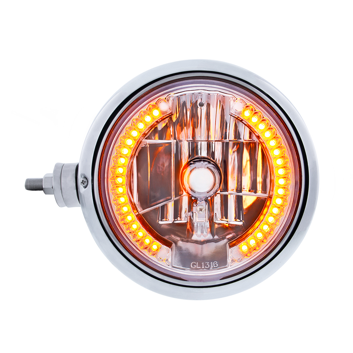 Chrome Guide 682-C Style Headlight Assembly W/Crystal Lens & 34 LEDs Position Light - L/H (Horizonta