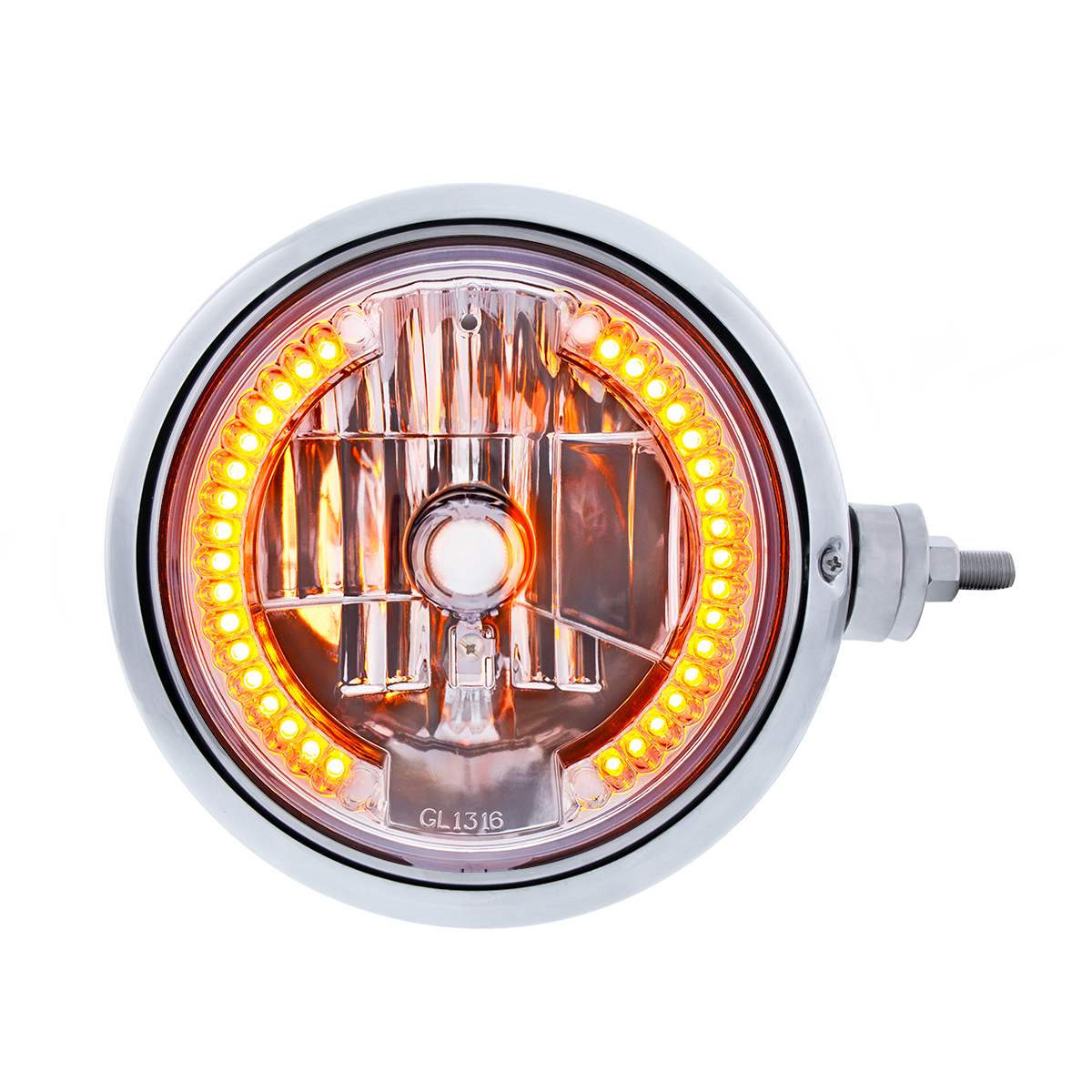 Chrome Guide 682-C Style Headlight Assembly W/Crystal Lens & 34 LEDs Position Light - R/H (Horizonta
