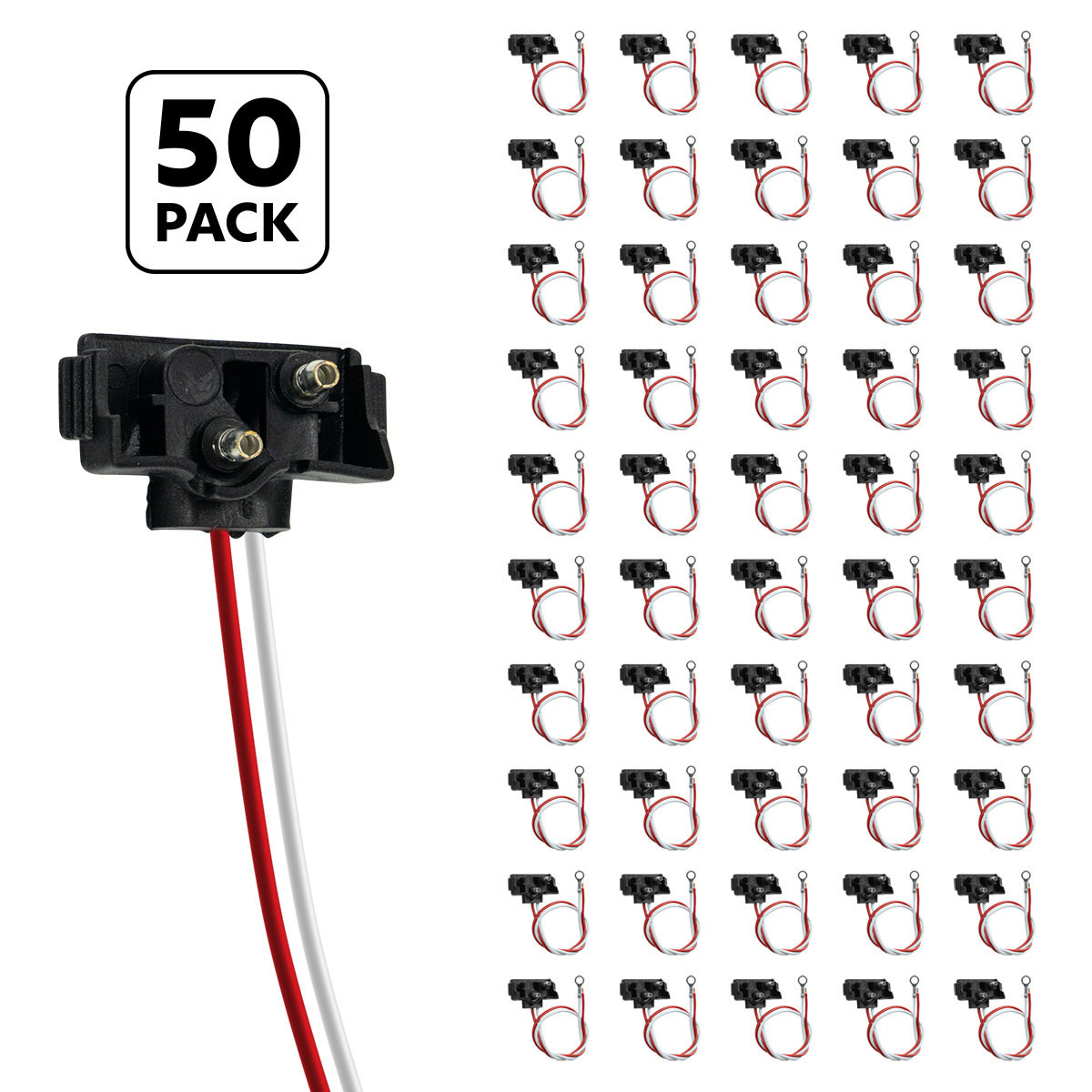 2 Wire Pigtail With 2 Prong Right Angle Plug - 12" Lead (50-Pack)