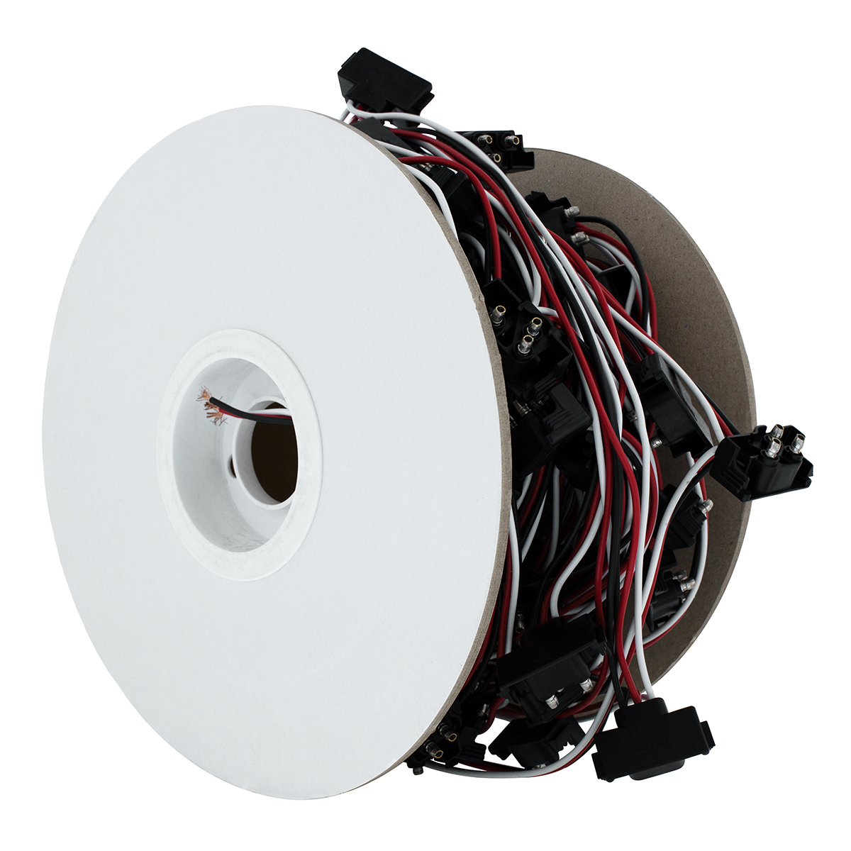 100 Count 3-Prong Male Right Angle Bullet Plugs Wire Harness Roll - 12" Lead Between Plugs