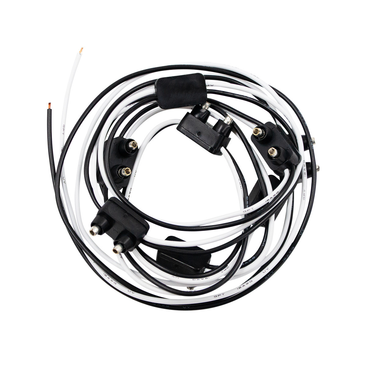 8 Count 2-Prong Male Bullet Plugs 16G Wire Harness - 7" Lead Between Plugs