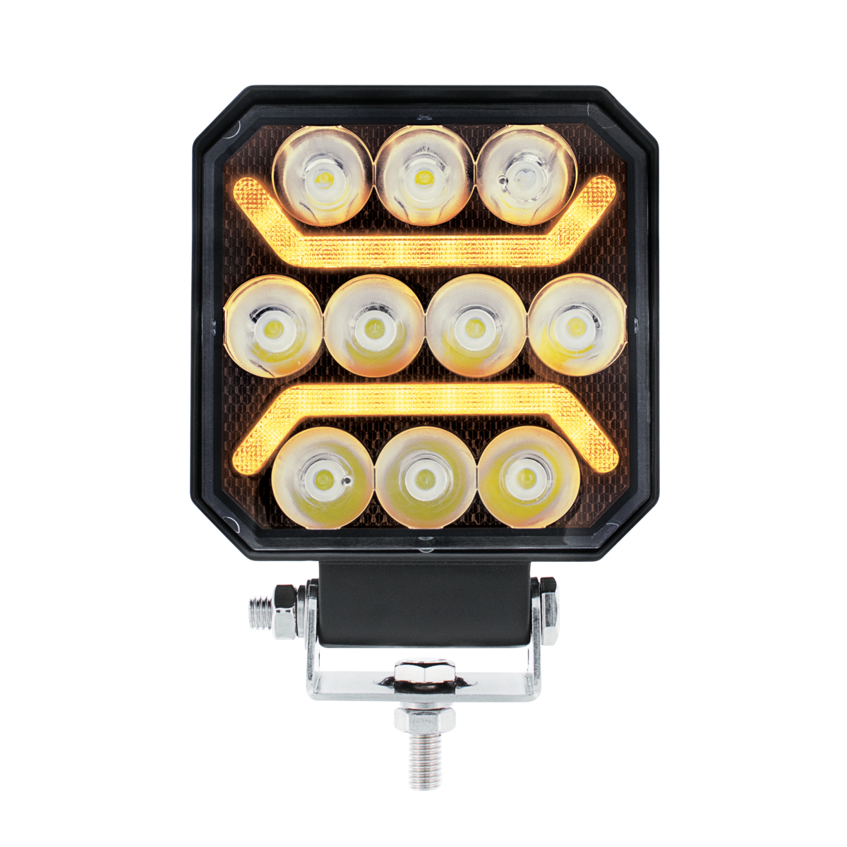 11 LED High Power LED Work Light With "U" Light Guide-Amber
