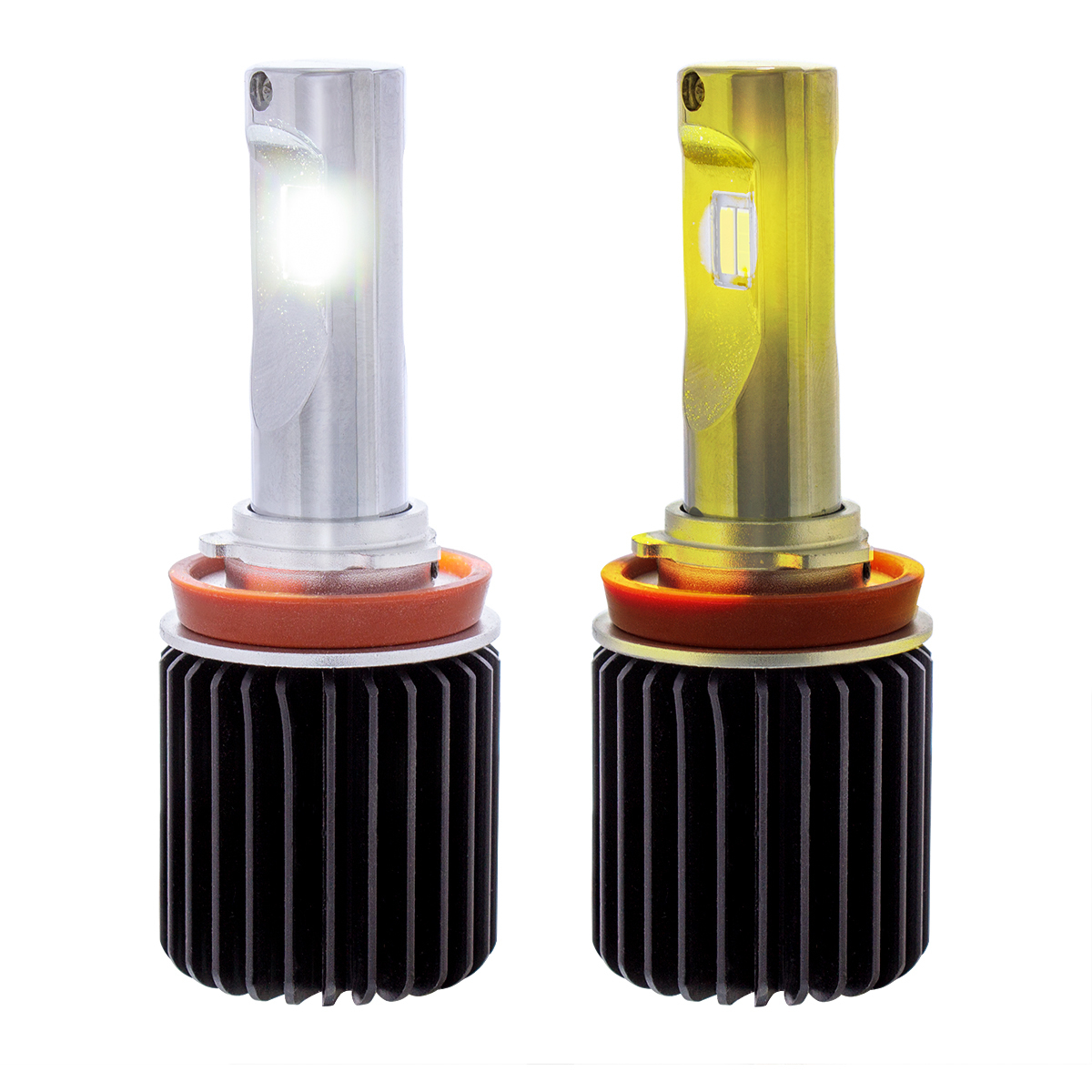 Triple Color High Power 12V H11 LED Bulbs - White/Yellow/W+Y (2-Pack)