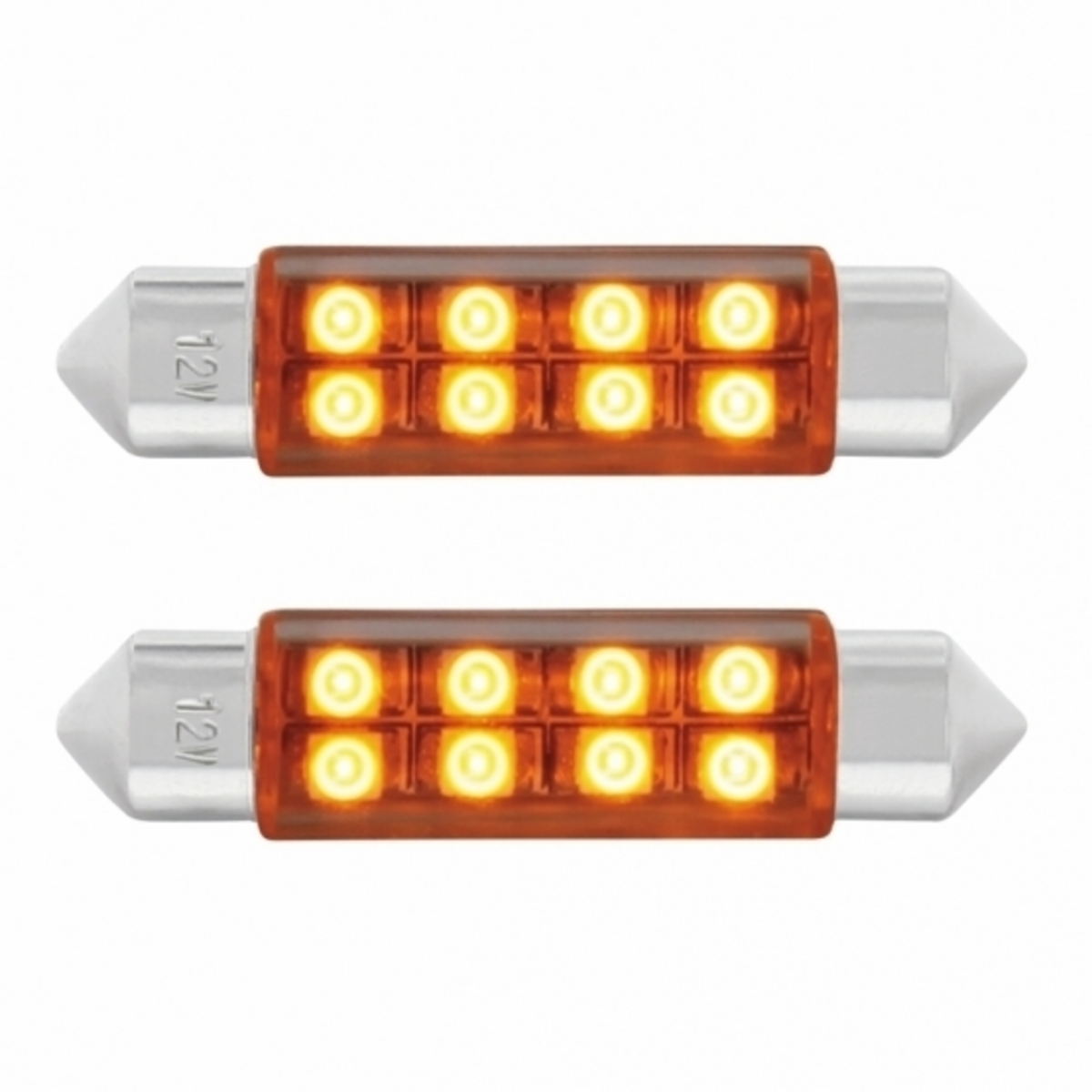 8 SMD High Power Micro LED 211-2 Dome Light Bulb - Amber (2-Pack)