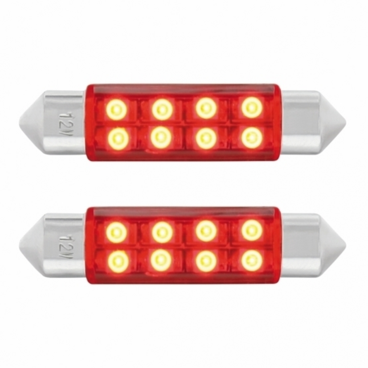 8 SMD High Power Micro LED 211-2 Dome Light Bulb - Red (2-Pack)