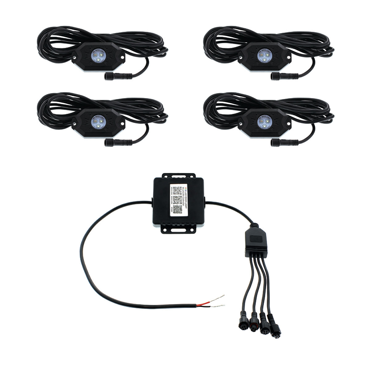 RGB Multi-Color 500 Lumen LED Rock Light 4-Piece Kit