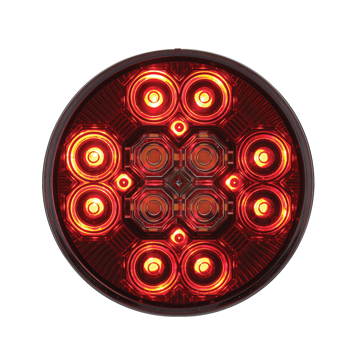 4" Round Combo Light With 12 LED Stop, Turn & Tail & 16 LED Back-Up - Red LED/Red Lens