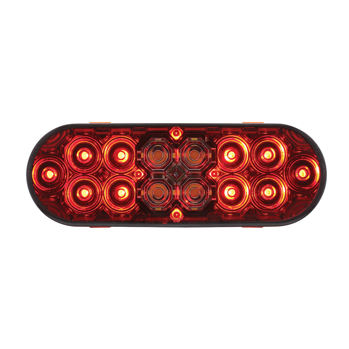 6" Oval Combo Light With 14 LED Stop, Turn & Tail & 16 LED Back-Up -Red LED/Red Lens