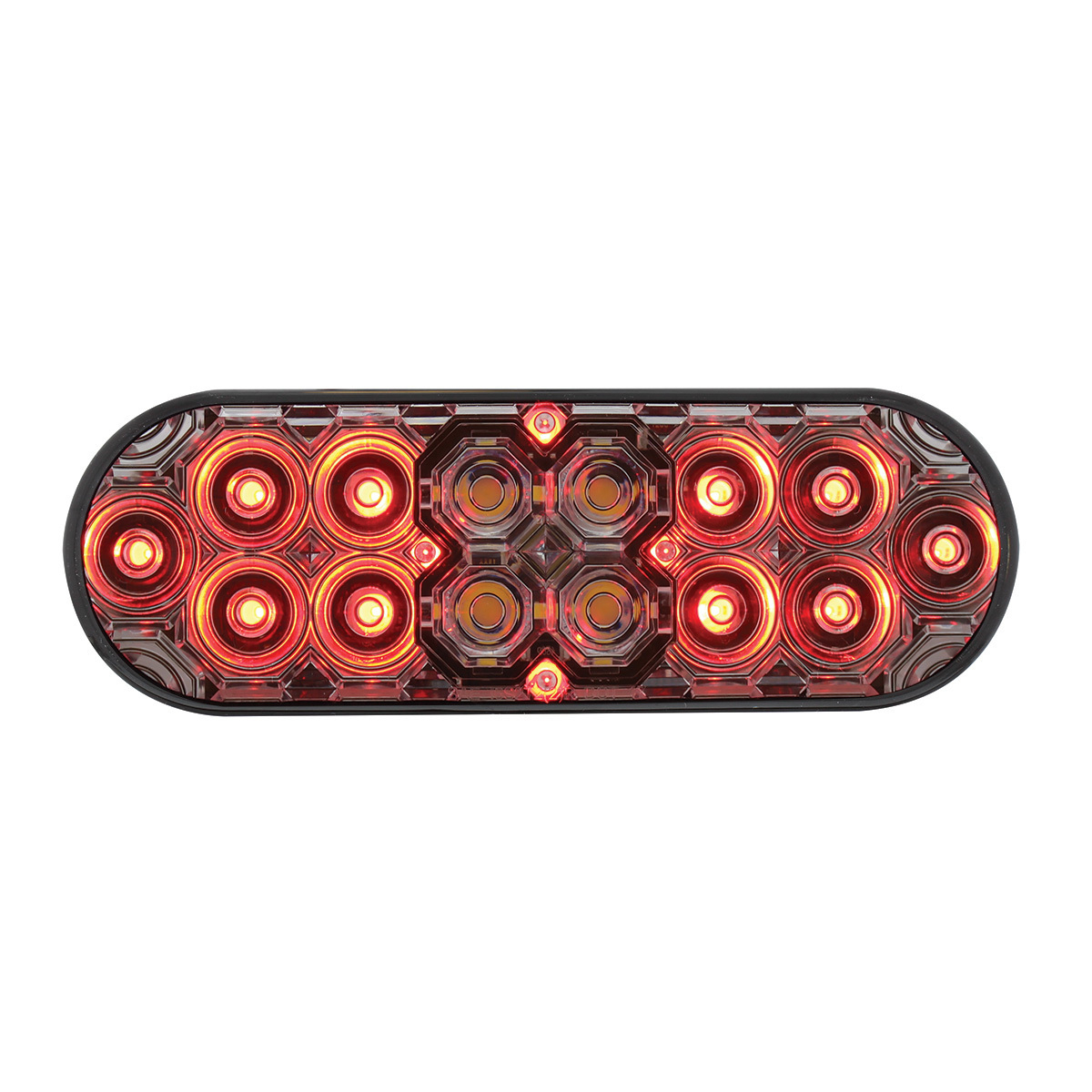 6" Oval Combo Light With 14 LED Stop, Turn & Tail & 16 LED Back-Up - Red LED/Clear Lens