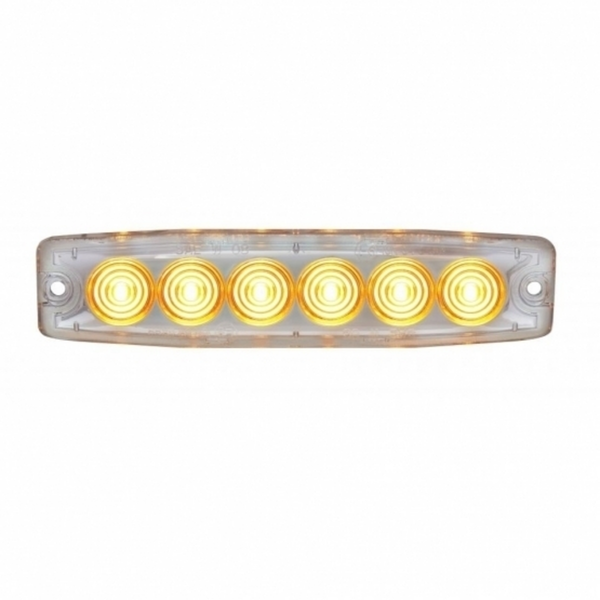 6 High Power LED Super Thin Warning Light - Amber LED/Clear Lens (Bulk)