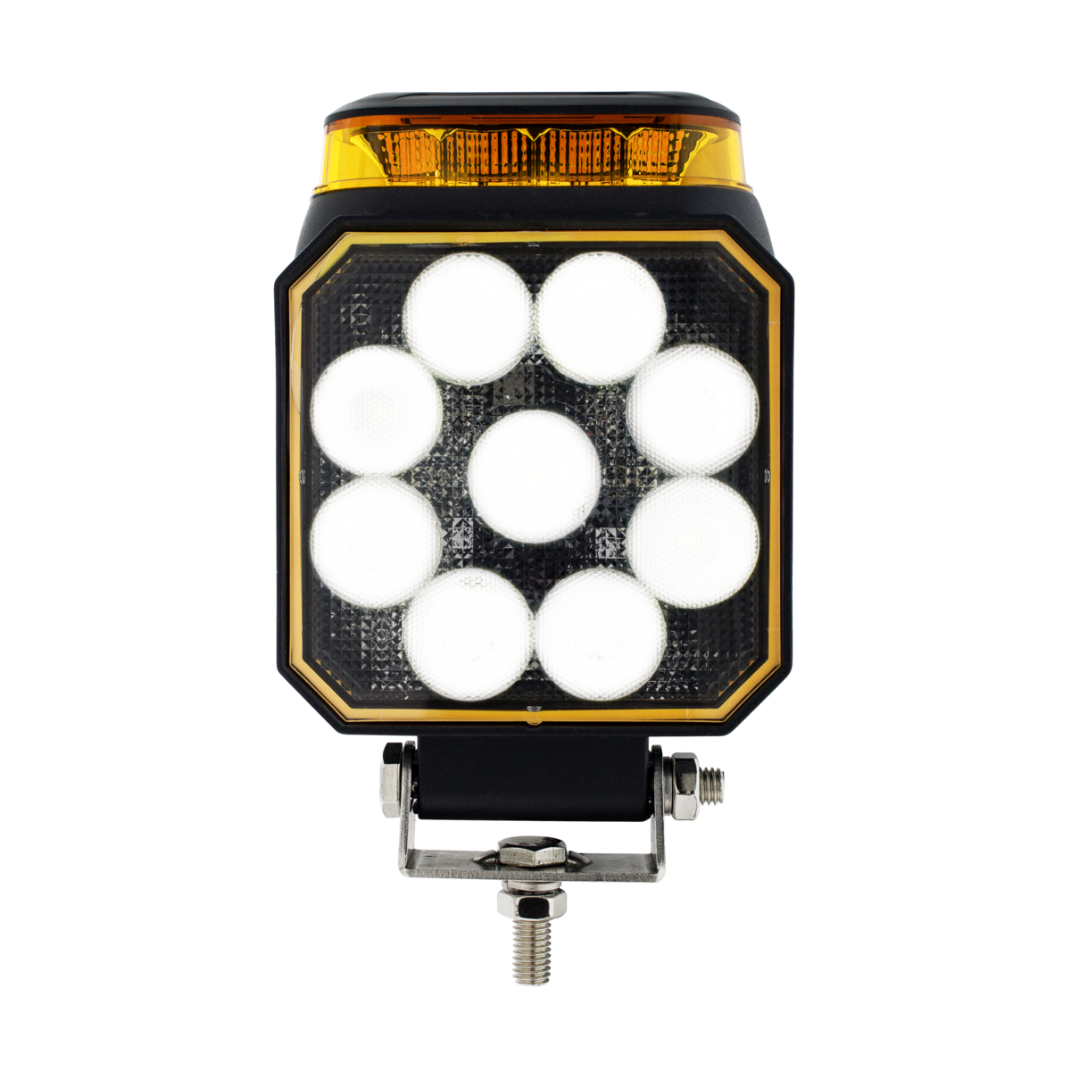 High Power 9 LED Work Light With Amber Strobe Light