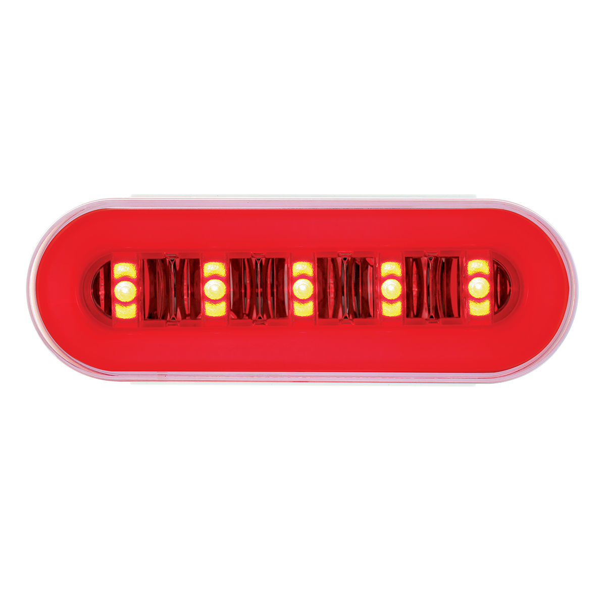 22 LED 6" Oval GloLight With Divider Bar Inner Design (Stop, Turn & Tail) - Red LED/Red Insert (Bulk
