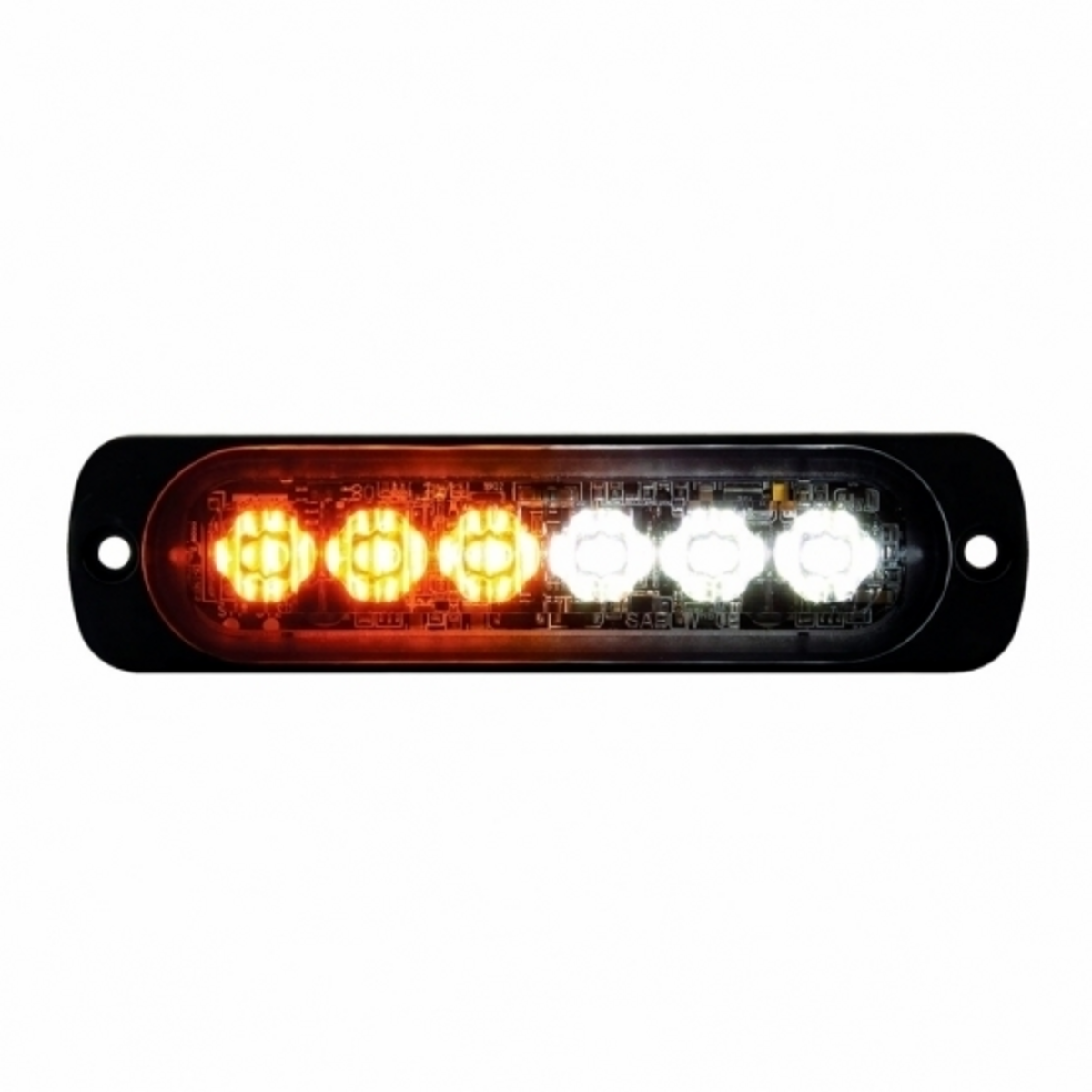 6 High Power LED Super Thin Directional Warning Light - Amber & White LED (Bulk)