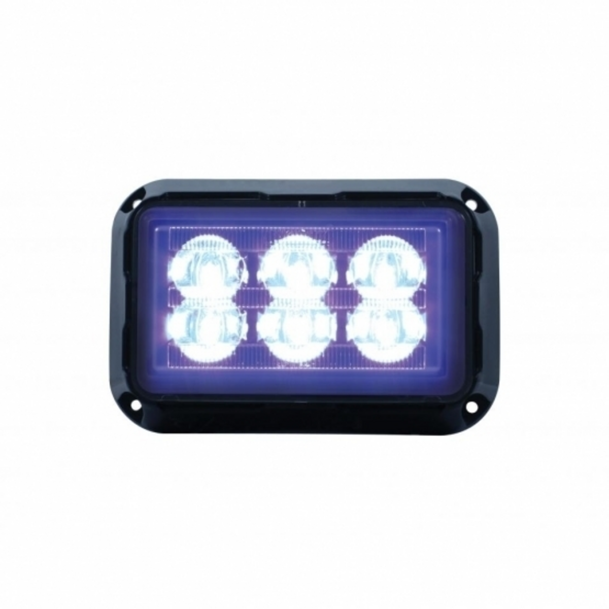 6 High Power LED Rectangular Warning Light - Blue LED (Bulk)