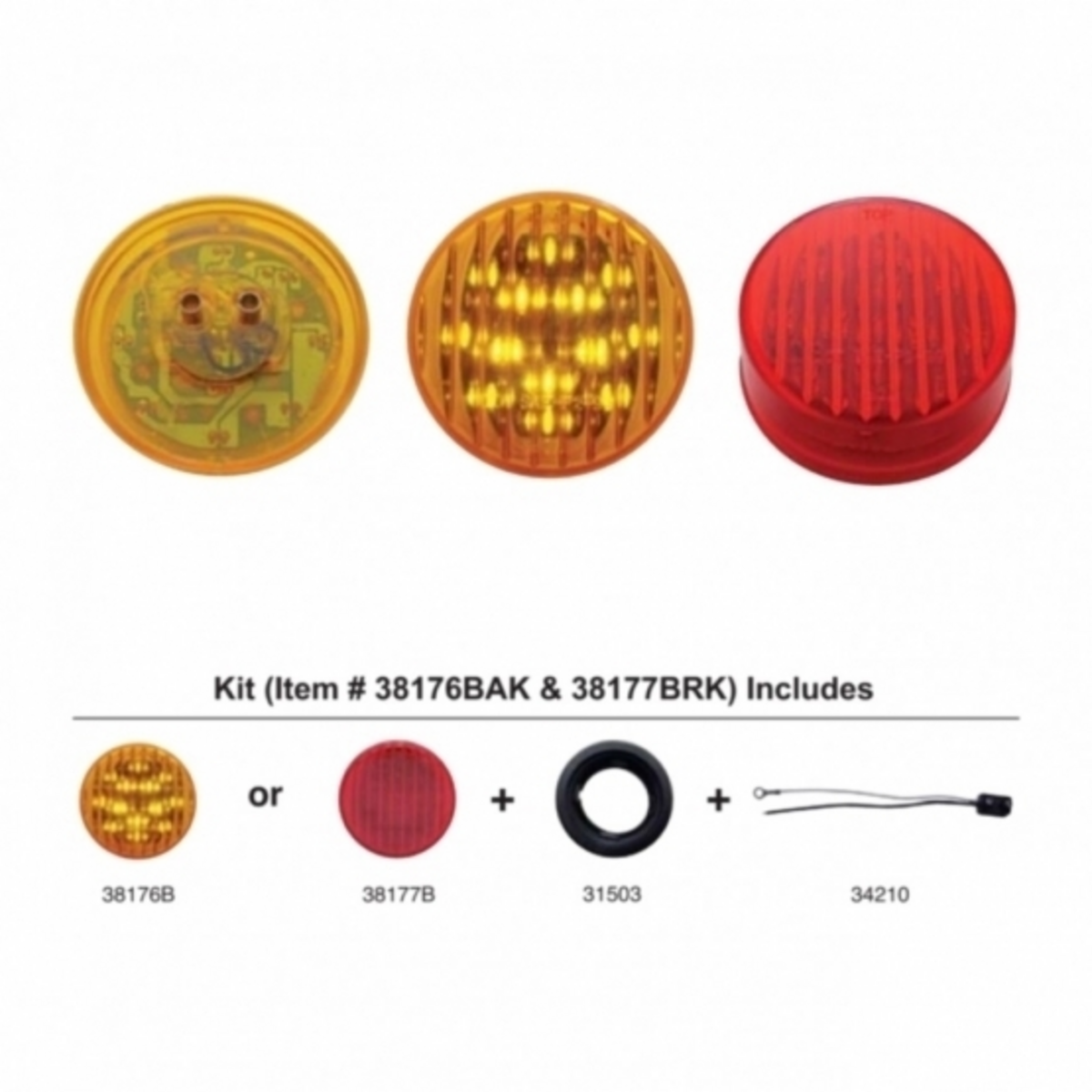 13 LED 2.5" Round Light Kit (Clearance/Marker) - Red LED/Red Lens