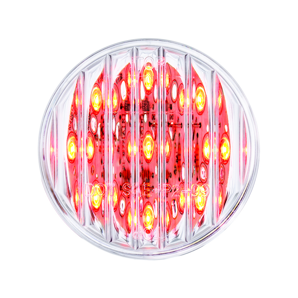 9 LED 2" Round Light (Clearance/Marker) - Red LED/Clear Lens (Bulk)