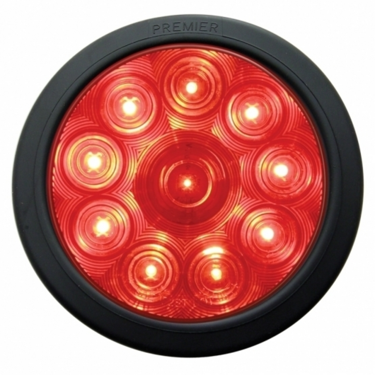 10 LED 4" Round Light Kit (Stop, Turn & Tail) - Red LED/Red Lens