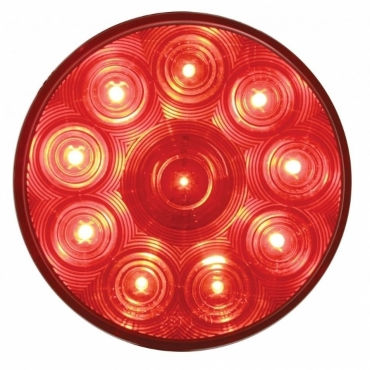 10 LED 4" Round Light (Stop, Turn & Tail) - Red LED/Red Lens