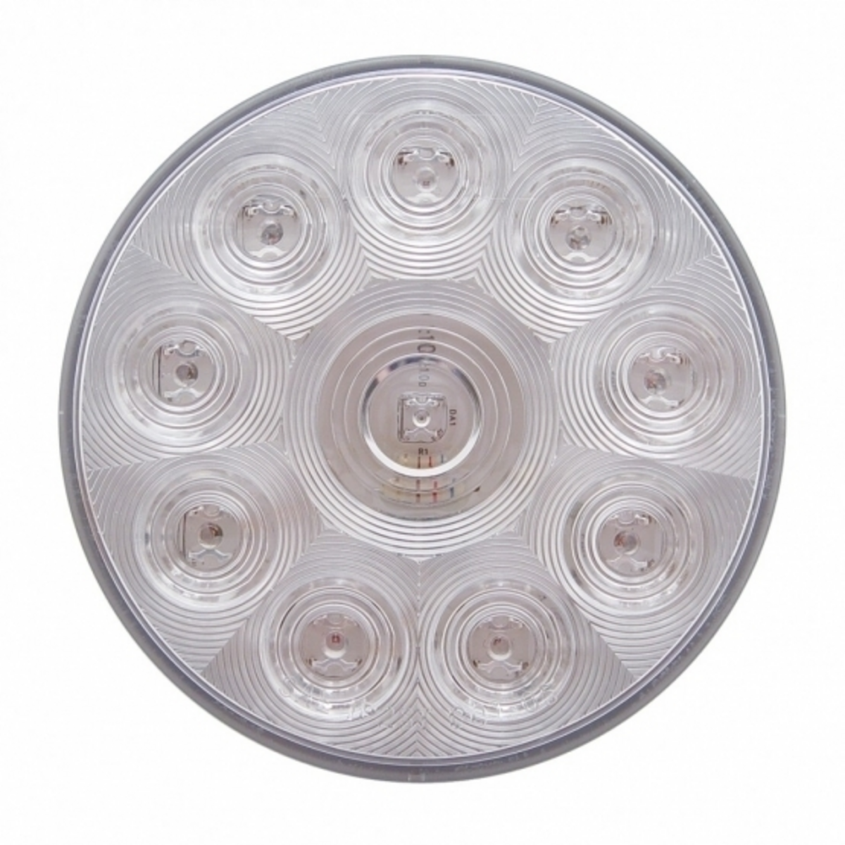 10 LED 4" Round Light (Stop, Turn & Tail) - Red LED/Clear Lens