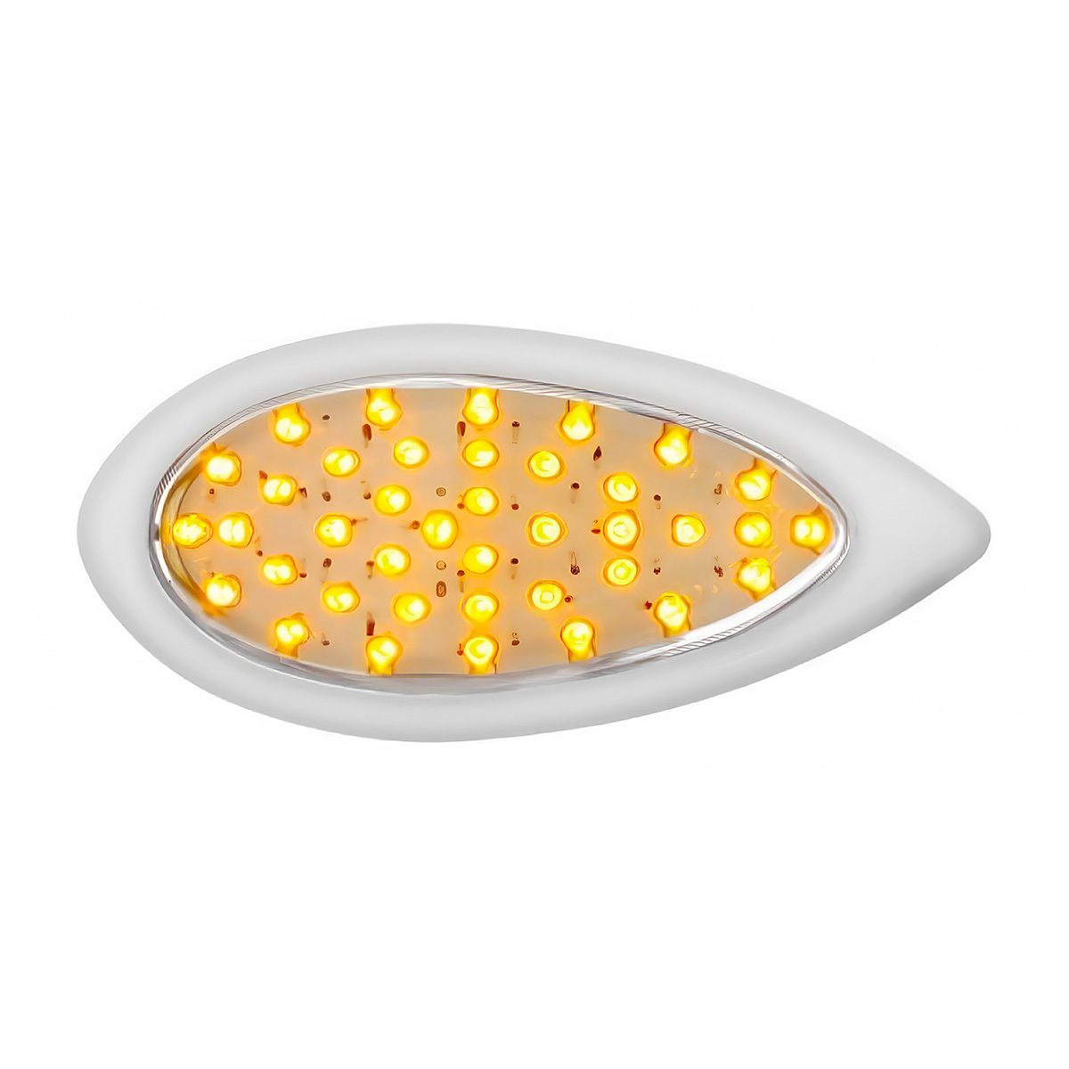 39 LED "Teardrop" Turn Signal Light With Bezel - Amber LED/Clear Lens