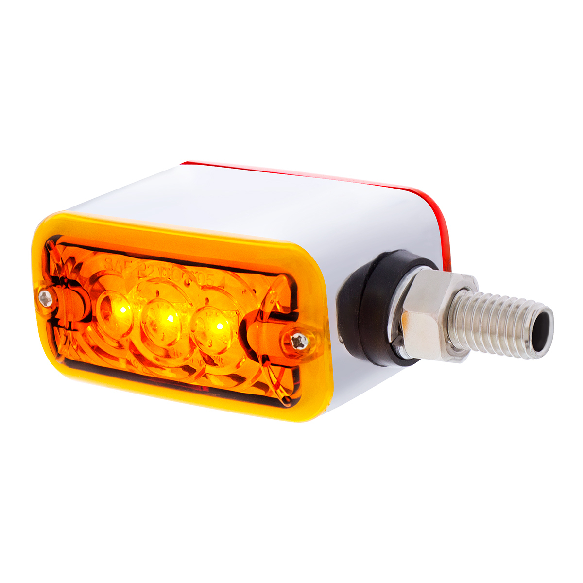 6 LED Single Function Double Face Light - Horizontal Mount - Amber & Red LED/Amber & Red Lens