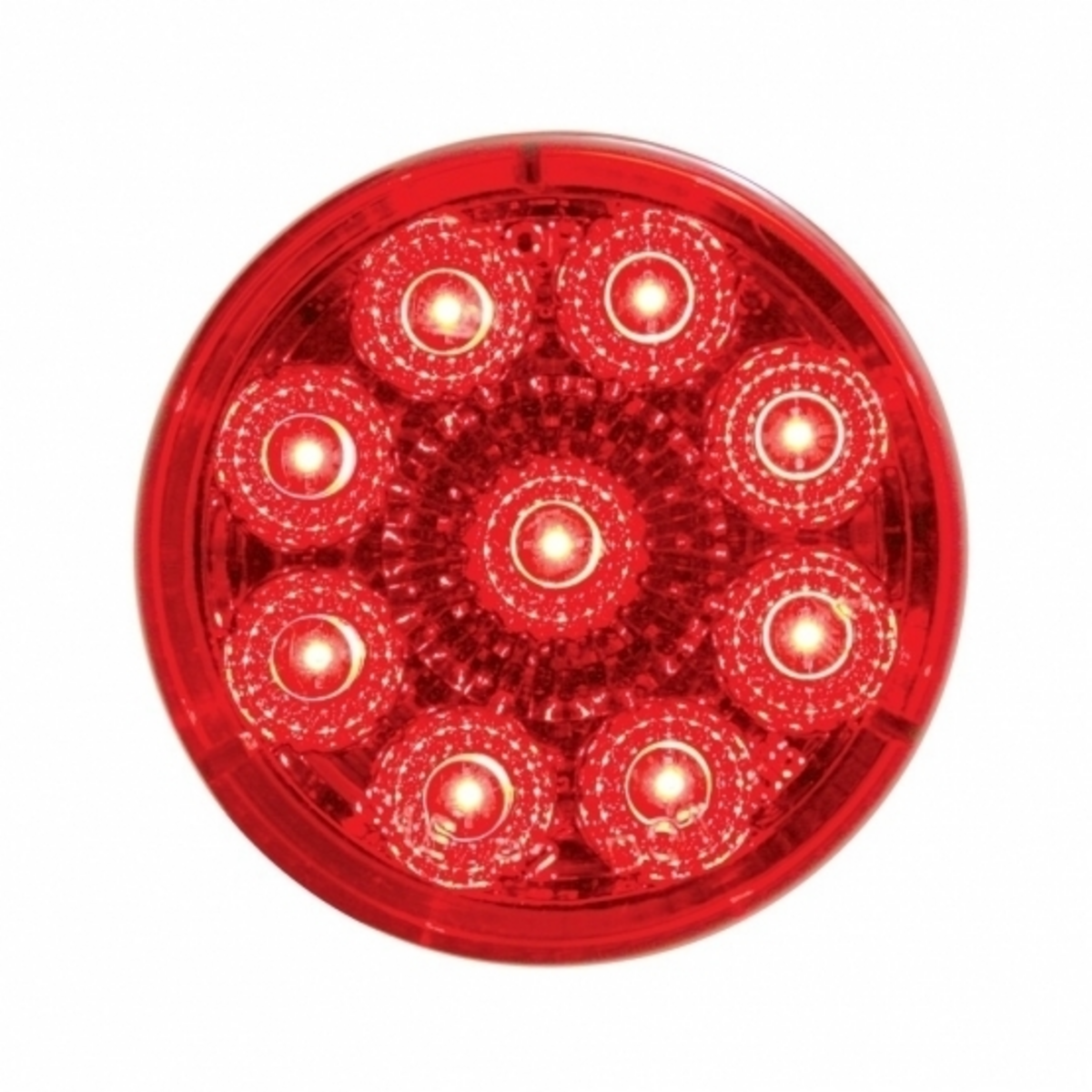 9 LED 2" Round Reflector Light (Clearance/Marker) - Red LED/Red Lens (Bulk)