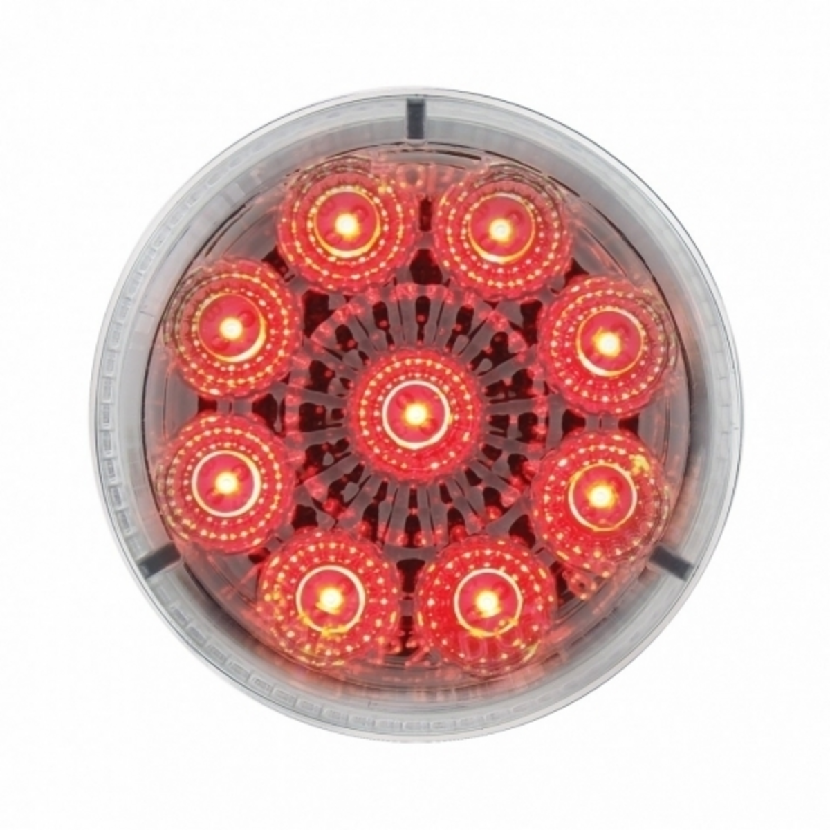 9 LED 2" Round Reflector Light (Clearance/Marker) - Red LED/Clear Lens